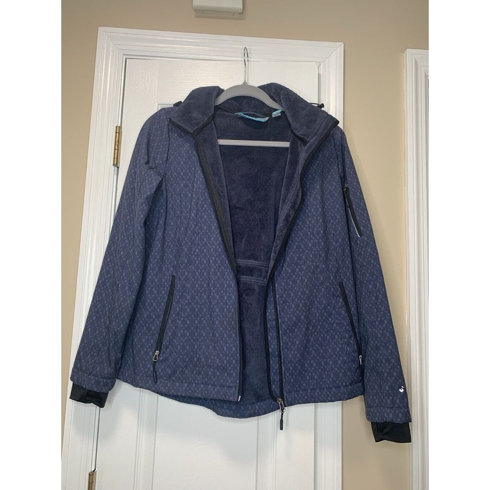 Womens Free Country Jacket Navy‎ Size S Fleece Lined Hooded All Weather